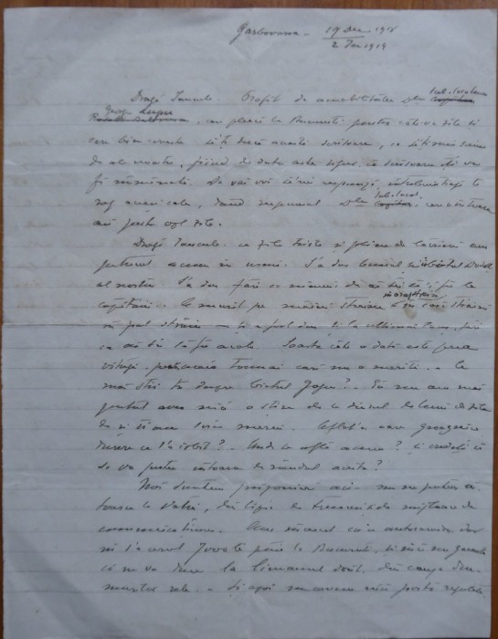 Scrisoare din 1919 a lui Lahovari, Lahovary