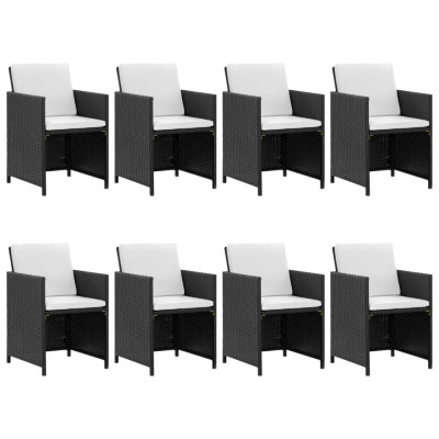 Set mobilier de exterior cu perne, 9 piese, negru, poliratan foto