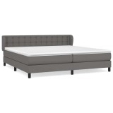 Cumpara ieftin Pat cu arcuri, cu saltea, gri, 200x200 cm, piele ecologica