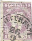 Carol I cu favoriti, emisiunea a II-a, 1870 - 3 B, obliterata, Regi, Stampilat