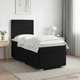Cumpara ieftin Pat boxspring cu saltea cu headboard Negru 80 x 200 cm Tesatura