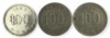 Coreea de Sud , lot 4 - 3 buc x 100 Won 1983 , 1989 , 1991, Asia, Cupru-Nichel