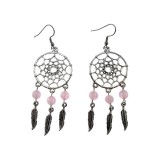 Cumpara ieftin Cercei candelabru Dreamcatcher cu cuart roz natural