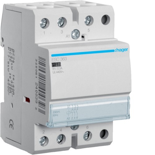 Contactor modular 63A 3ND 230V Hager ESC363
