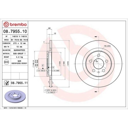 Set disc frana Citroen C8 (Ea Eb) 06.02-, C8 Van (Ea Eb) 06.02-; Fiat Ulysse (179) 08.02-06.11; Lancia Phedra (179) 09.02-11.10; Peugeot 807 (Eb) 06.