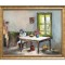 Tablou odaie casa taraneasca pictat manual inramat, 55x45cm ulei pe panza, rama din lemn, Geo Ungureanu