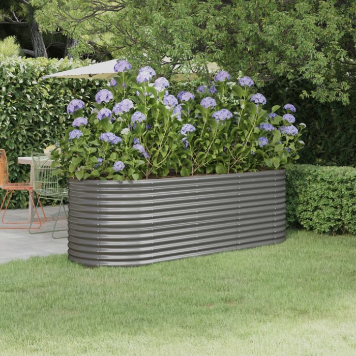 Strat &icirc;nălțat grădină gri 224x80x68cm oțel vopsit electrostatic