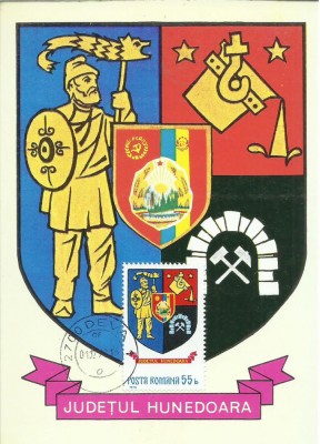 TSV* - MAXIMA HUNEDOARA - STEMA JUDETULUI HERALDICA `78 STAMPILA 1 foto