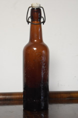 Sticla veche de bere cu capac portelan Biere Gangloff Besancon foto