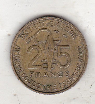 bnk mnd Africa de Vest franceza - Togo - 25 franci 1957 foto