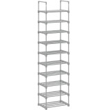 SONGMICS Suport pentru pantofi, cadru metalic cu 10 nivele, design personalizabil, 30x45x174cm, gri Household NewTrend
