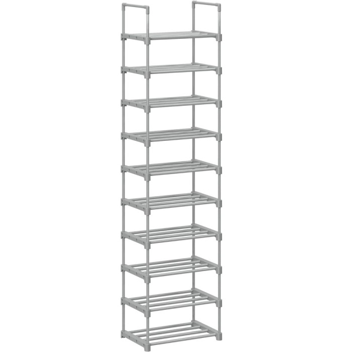 SONGMICS Suport pentru pantofi, cadru metalic cu 10 nivele, design personalizabil, 30x45x174cm, gri Household NewTrend