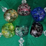 SERVICIU DE 6 PAHARE MARI DIN CRISTAL COLORAT - WMF - GERMANIA anii '60