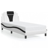Cumpara ieftin Cadru de pat Viana fara saltea alb si negru 90x190 cm piele artificiala