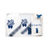 Trusou Botez 7 Piese Personalizat cu Broderie, Bleumarin, Coroana Regala - TB126