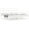 Cadru de pat cu tablie Super King Size, alb, lemn masiv