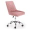Scaun birou copii HM Rico, ergonomic, stofa tip catifea, cadru polipropilena, inaltime reglabila, 100 kg, roz