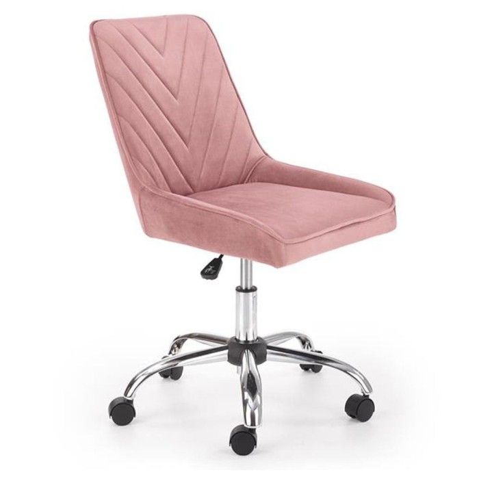 Scaun birou copii HM Rico, ergonomic, stofa tip catifea, cadru polipropilena, inaltime reglabila, 100 kg, roz