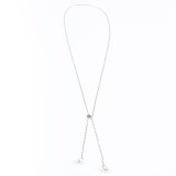 Colier argintiu cu perle, design minimalist elegant