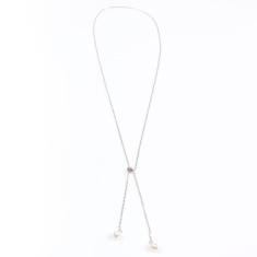 Colier argintiu cu perle, design minimalist elegant