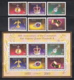 Jersey 2003 - A 50-a aniversare a &icirc;ncoronării Reginei Elisabeta a II-a, Serie + Bloc, MNH