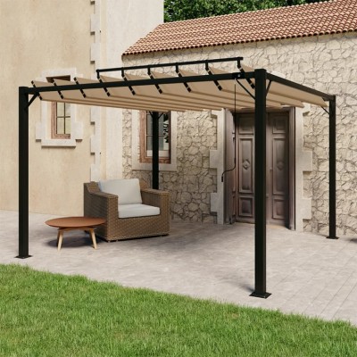 Gossi pavilion cu acoperis jaluzea gri taupe 3x3 m tesatura&amp;amp;aluminiu foto