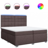 Cumpara ieftin Pat box spring cu saltea, maro inchis, 200x200 cm, textil