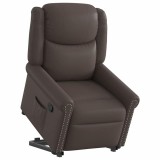VidaXL Scaun extensibil &icirc;n picioare piele artificială maro strălucitor