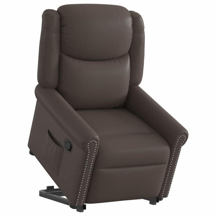 vidaXL Scaun extensibil &icirc;n picioare piele artificială maro strălucitor