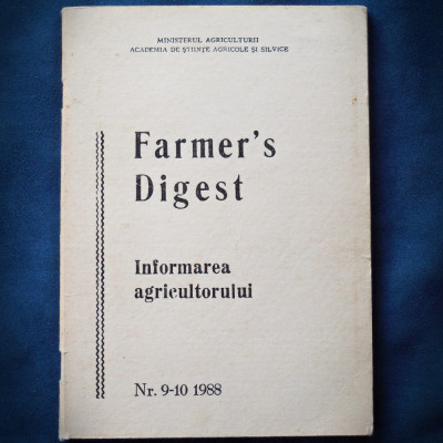 FARMER&amp;#039;S DIGEST - INFORMAREA AGRICULTORULUI - NR. 9-10 - 1988 foto