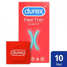 Prezervative Feel Thin Slim Fit, 10 bucăți, Durex