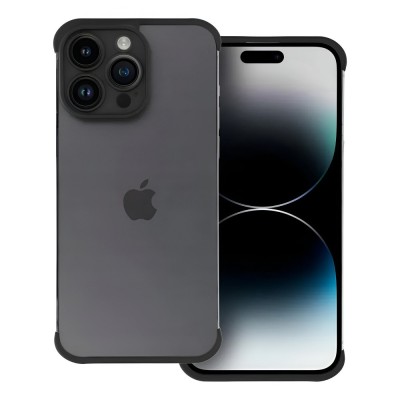 Husa tpu edgeless compatibila cu iphone 15 pro, flippy, protectie pentru colturi si camera, aliaj, antisoc, antizgariere, negru mat foto