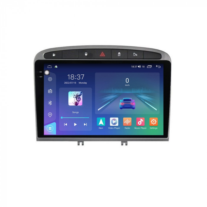 Navigatie dedicata cu Android Peugeot 308 I 2007 - 2013, 8GB RAM, Radio GPS