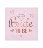 Set 20 servetele petrecere Bride To Be (pink), 33 x 33 cm