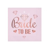 Set 20 servetele petrecere Bride To Be (pink), 33 x 33 cm
