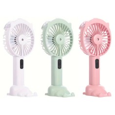 Ventilator Portabil cu Acumulator, Pulverizator de Apa si Stativ de Birou cu Suport de Telefon