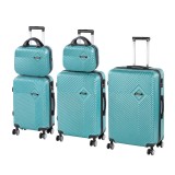 Set 5 Valize cu Roti Leziter TraveLux Pro ABS Albastru Laguna Carcasa Rigida Roti Duble 360 Grade