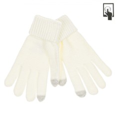 Mănuși Damă, Ecru, &Uuml;esătură Reliefată, Utilizare Ecrane Tactile, 1 Pereche