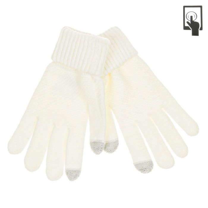 Mănuși Damă, Ecru, &Uuml;esătură Reliefată, Utilizare Ecrane Tactile, 1 Pereche