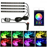 Set 4 Benzi LED Auto Multicolore RGB, Control Bluetooth, Aplicatie Android/iOS, 12 SMD, Impermeabile, 12V, Lungime 23cm
