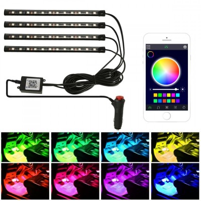 Set Leduri Auto Multicolore Cu Control Bluetooth 12 SMD foto