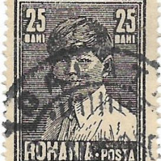 Mihai I, format mare, cu filigran (uzuale), 1928 - 25 B, obliterat