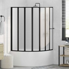 vidaXL Paravan de duș Altele Manual Negru 168 x 140 cm Aluminiu