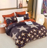 Lenjerie Pat Bumbac cu Elastic, 4 Piese, Imprimeu, 140x200 cm (Single)