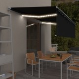 VidaXL Copertină retractabilă manual cu stor&amp;LED, antracit, 5x3 m