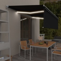 vidaXL Copertina retractabila manual cu stor&amp;amp;LED, antracit, 5x3 m foto
