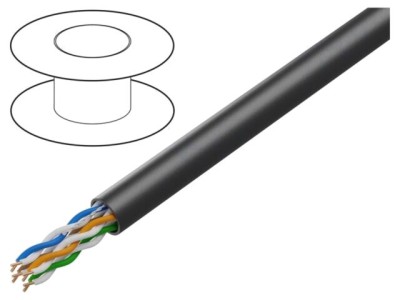 Cablu U/UTP 5e exterior 4x2x24AWG 305m negru LANBERG foto