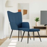 VidaXL Scaun de relaxare cu taburet, albastru, textil
