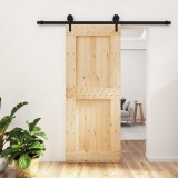 Cumpara ieftin Usa glisanta Natural si Negru 85 x 210 cm Lemn de Pin Solid