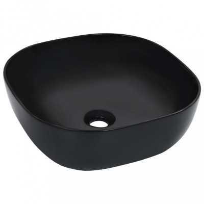 Chiuvetă de baie, negru, 42,5x42,5x14,5 cm, ceramică foto